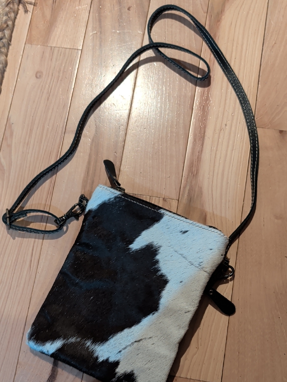 Myra Bag Black and White Cowhide Mini Crossbody